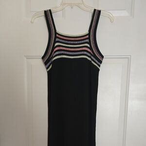 Vintage Mervyns Partners Black Stripe Tank Sweater Maxi Dress Women's Medium